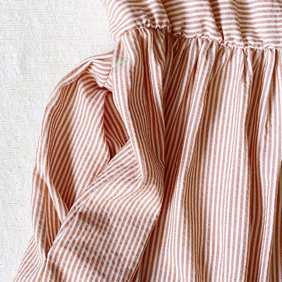 Stevie Hender Frill Ruffle Dress Woman’s Size Medium Peach & White Stripes - Picture 5 of 10